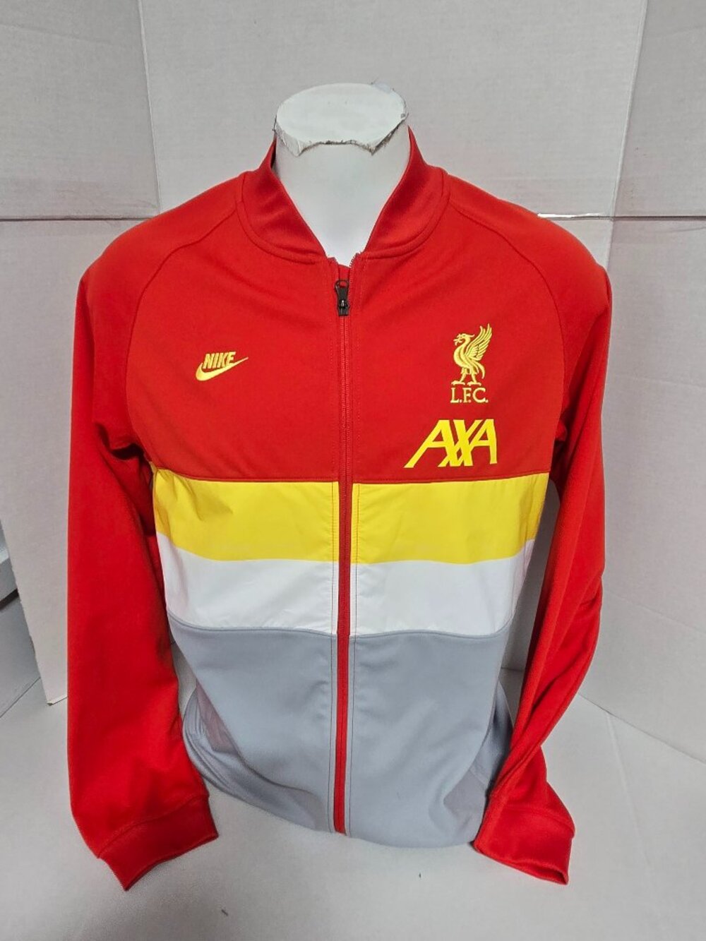 Nike Liverpool FC AXA Track Jacket Men's Large L Red Gray Full Zip Soccer Footba